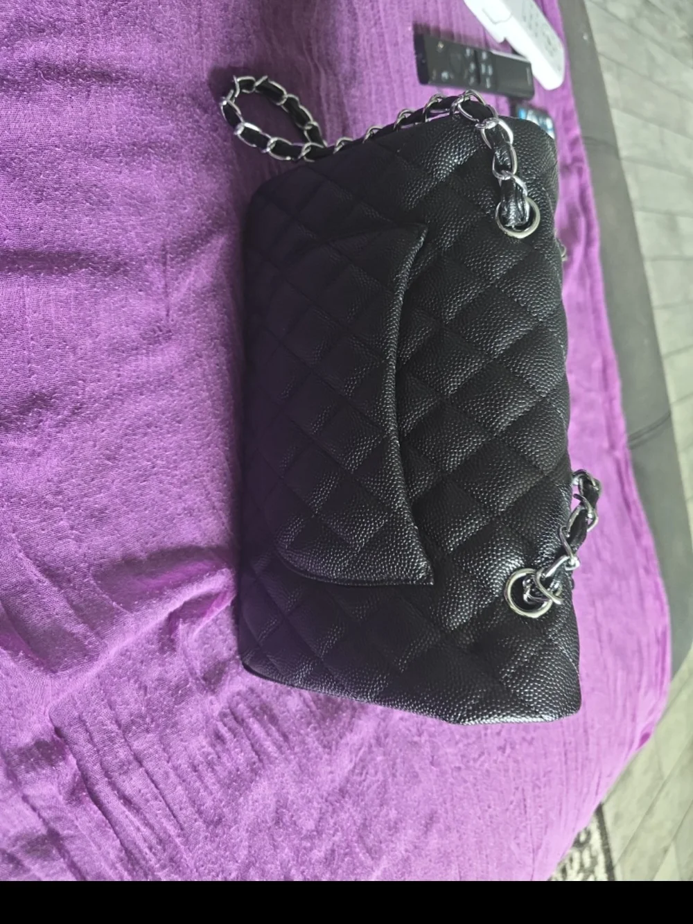 Double Flap! Classic Quilted Black Shoulder Bag with Chain Strap - Picture 2 of 8